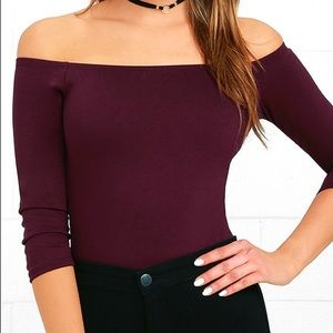 Lulus Plum Purple Off-the-Shoulder Bodysuit